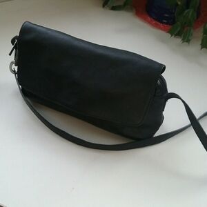 Chic Black Leather Shoulder Bag stone mountain brand